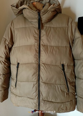 Bej Fermuarlı Kadın Kışlık bu sezon mont - Görsel 3