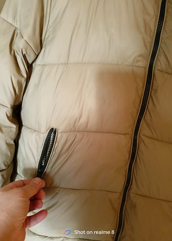 Bej Fermuarlı Kadın Kışlık bu sezon mont - Görsel 12