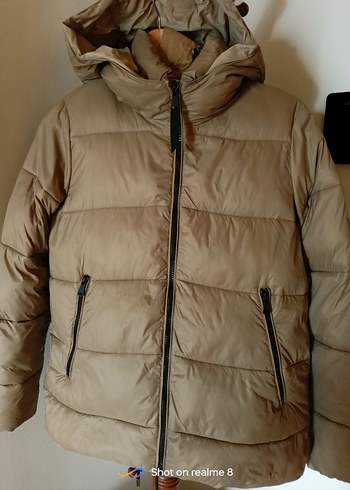 Bej Fermuarlı Kadın Kışlık bu sezon mont - Görsel 2