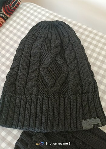 unisex Siyah Örgü  vensvul yün siyah saç örgü atkı bere takim - Görsel 10