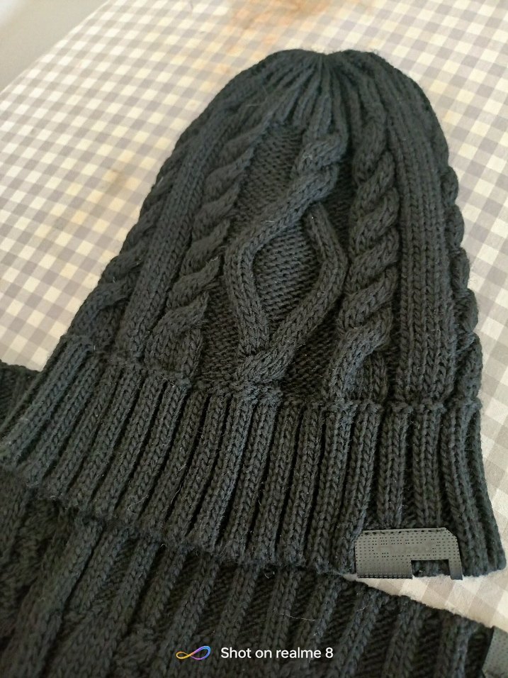 unisex Siyah Örgü  vensvul yün siyah saç örgü atkı bere takim - Görsel 2