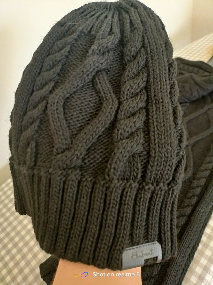 unisex Siyah Örgü  vensvul yün siyah saç örgü atkı bere takim - Görsel 5