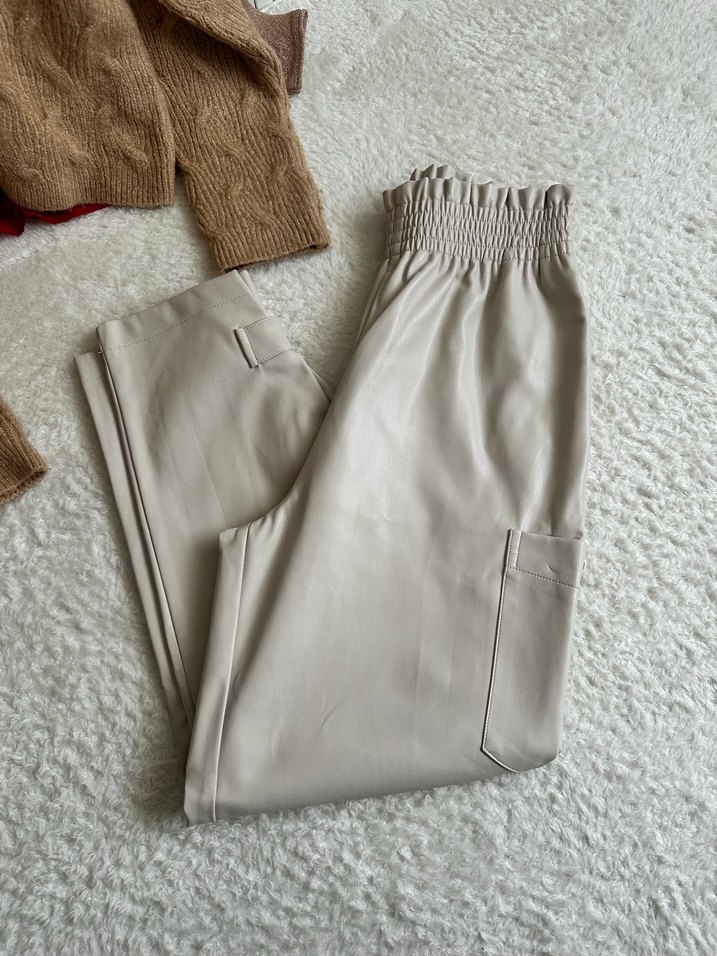 Zara yüksek bel deri pantolon - Görsel 4