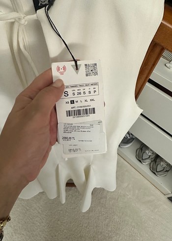 Zara Zara beyaz fiyonklu jile kısa elbise