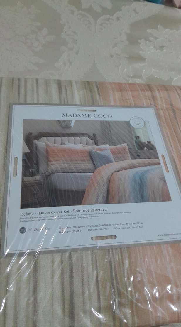 Bej ve Gri Desenli Nevresim Takımı - Görsel 2