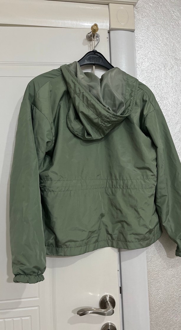 Kadın Midi Yeşil Fermuarlı Ceket - Görsel 3