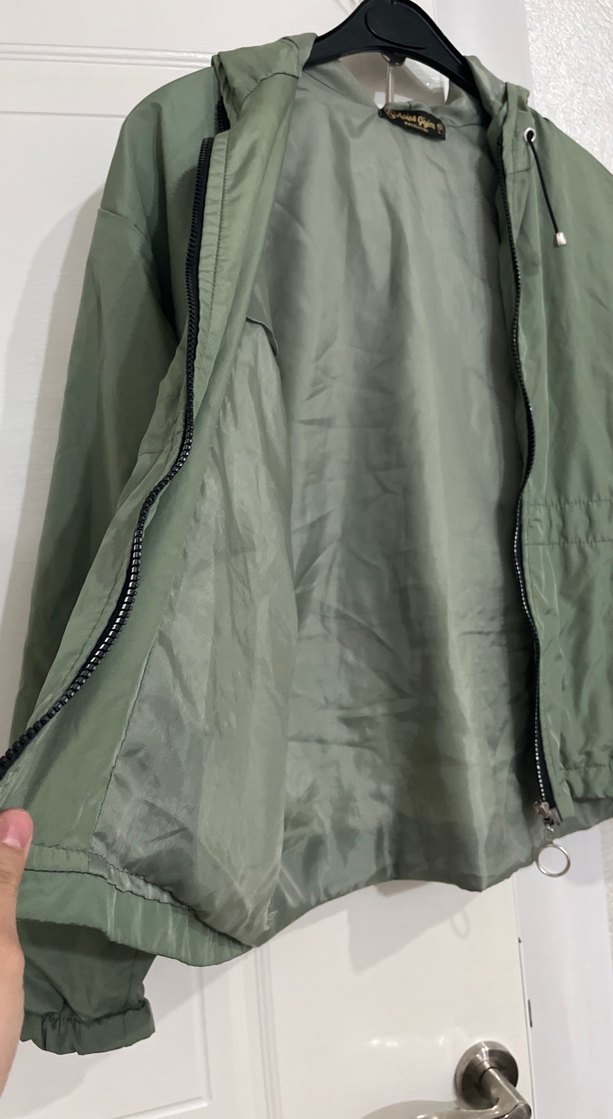 Kadın Midi Yeşil Fermuarlı Ceket - Görsel 2