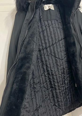 Siyah Kadın Midi Kaban, Kürklü, Sokağa Uygun - Görsel 2