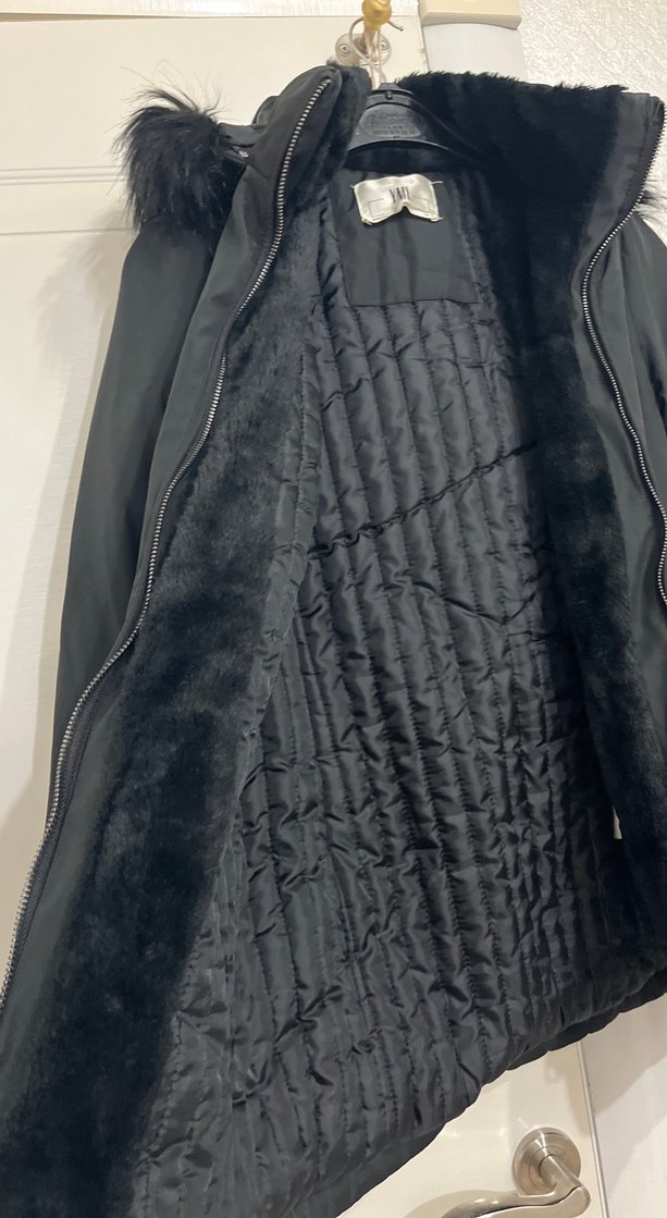 Siyah Kadın Midi Kaban, Kürklü, Sokağa Uygun - Görsel 2