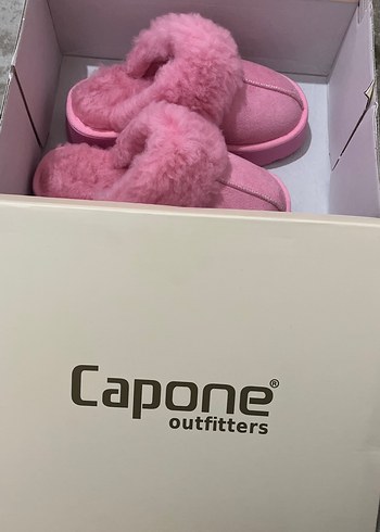 Pembe Kürklü Kadın Ev Terliği - Görsel 3