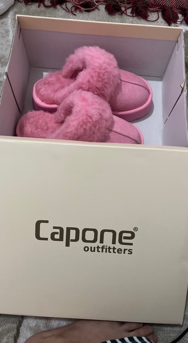 Pembe Kürklü Kadın Ev Terliği - Görsel 3