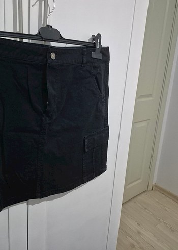 lacivert  Kemerli Mini Denim Etek - Görsel 2