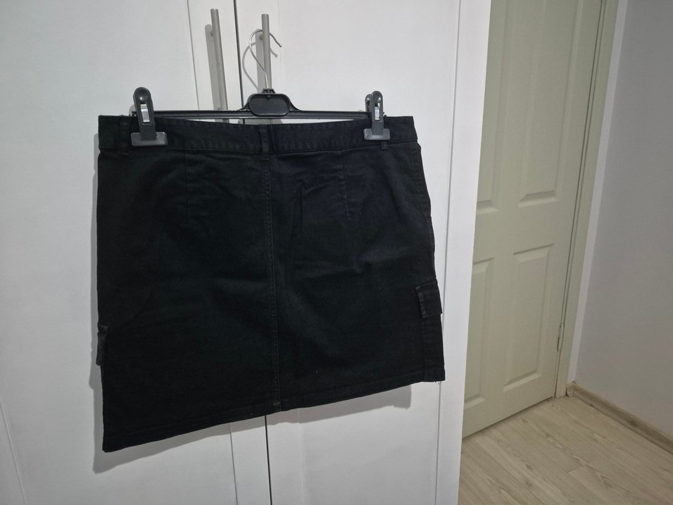 lacivert  Kemerli Mini Denim Etek - Görsel 4