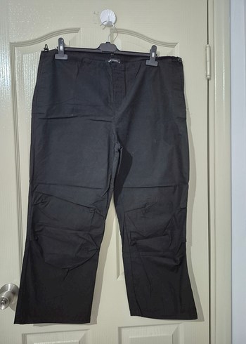 Kadın Siyah Keten Midi Kumaş Pantolon - Görsel 4