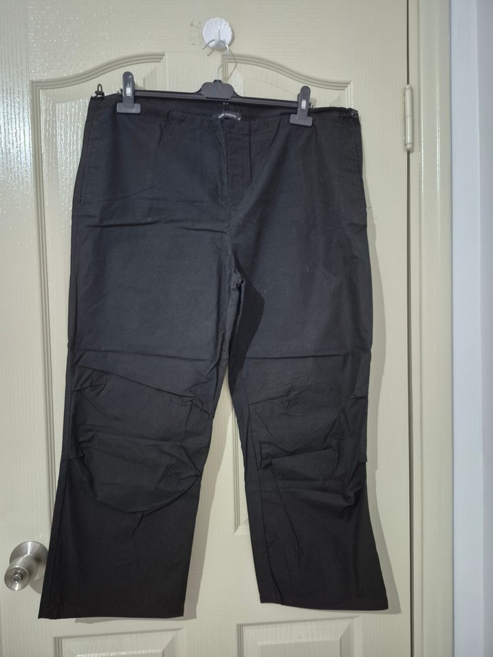 Kadın Siyah Keten Midi Kumaş Pantolon - Görsel 4