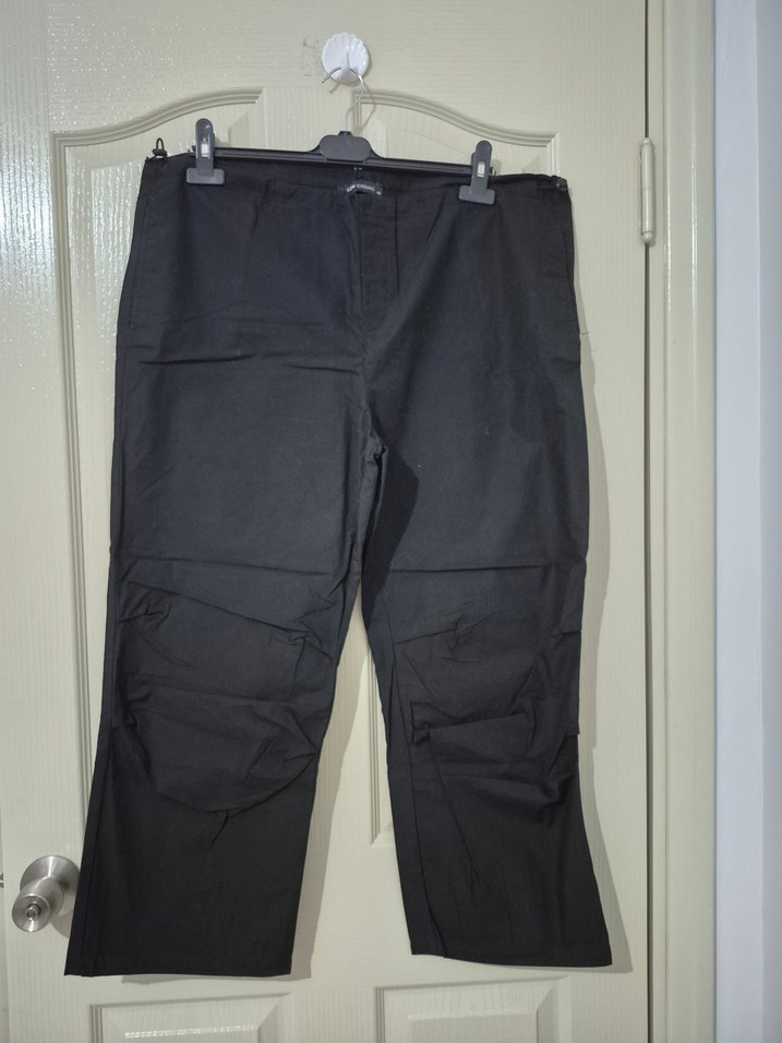 Kadın Siyah Keten Midi Kumaş Pantolon - Görsel 3