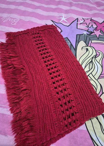 Bordo Nakışlı Renkli Boyunluk atkı - Görsel 3