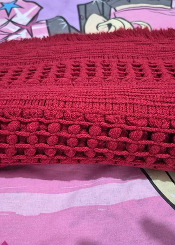 Bordo Nakışlı Renkli Boyunluk atkı - Görsel 2