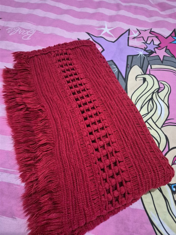 Bordo Nakışlı Renkli Boyunluk atkı - Görsel 3