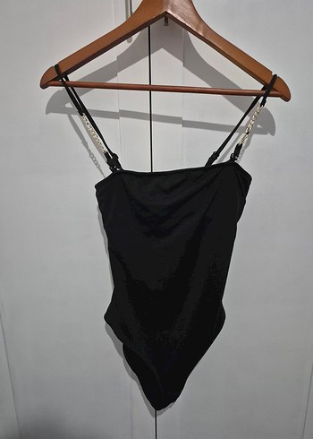 Zincir Detaylı Siyah Strappy Kadın Monokini - Görsel 3