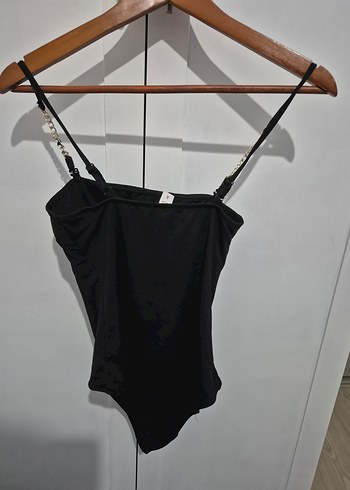 Zincir Detaylı Siyah Strappy Kadın Monokini - Görsel 4