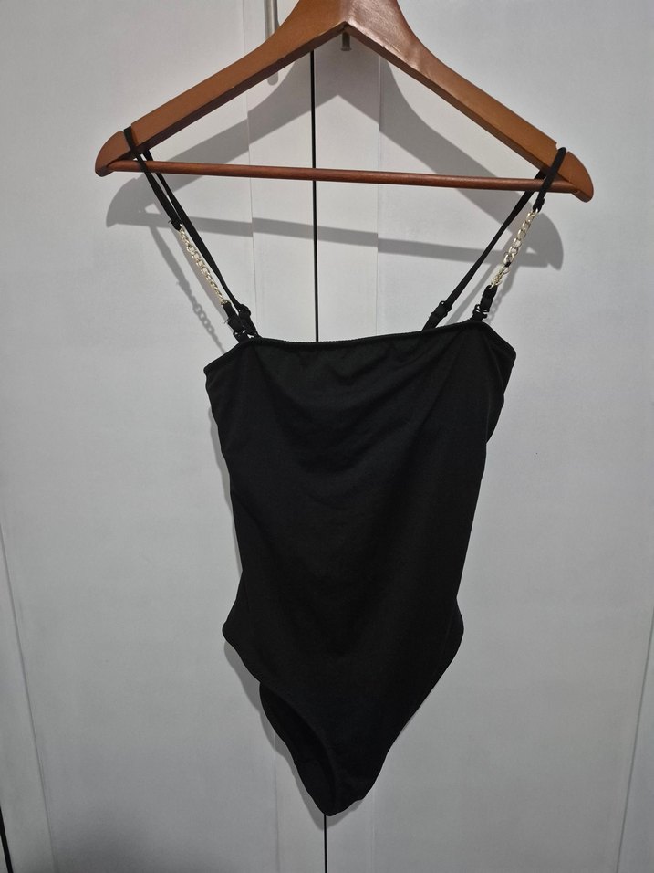 Zincir Detaylı Siyah Strappy Kadın Monokini - Görsel 3