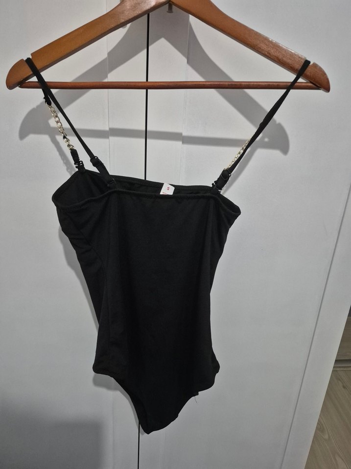 Zincir Detaylı Siyah Strappy Kadın Monokini - Görsel 4
