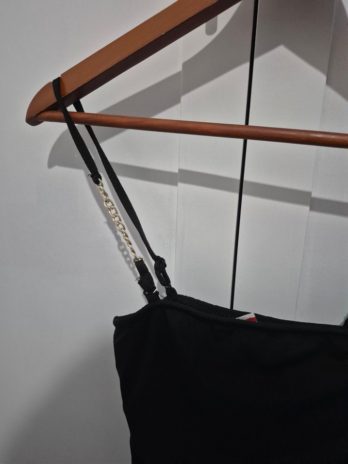 Zincir Detaylı Siyah Strappy Kadın Monokini - Görsel 2