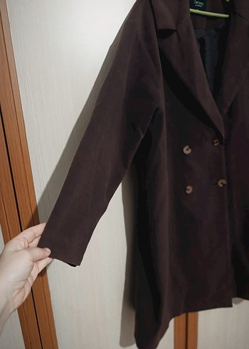 Çift Düğmeli mürdüm  Kaban - Görsel 3