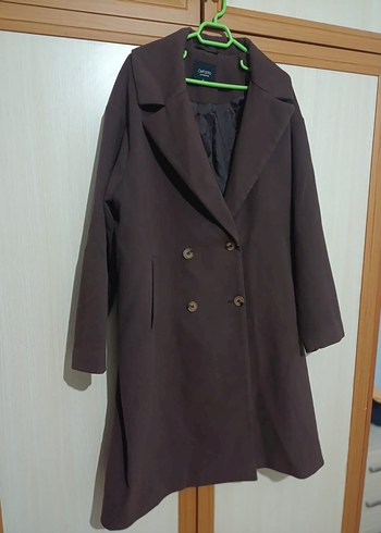 Çift Düğmeli mürdüm  Kaban - Görsel 5