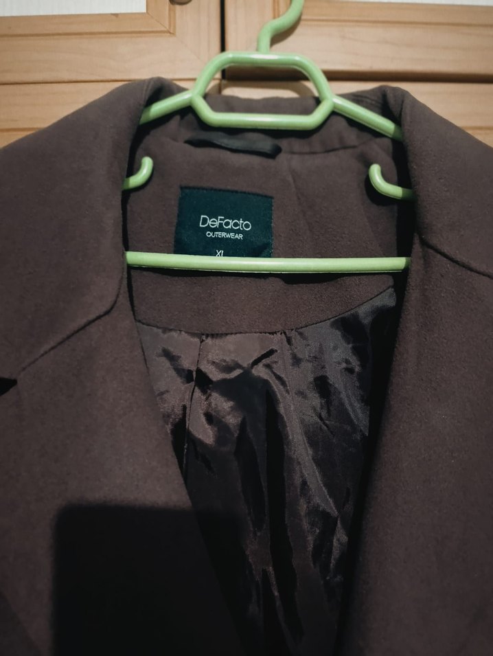 Çift Düğmeli mürdüm  Kaban - Görsel 4