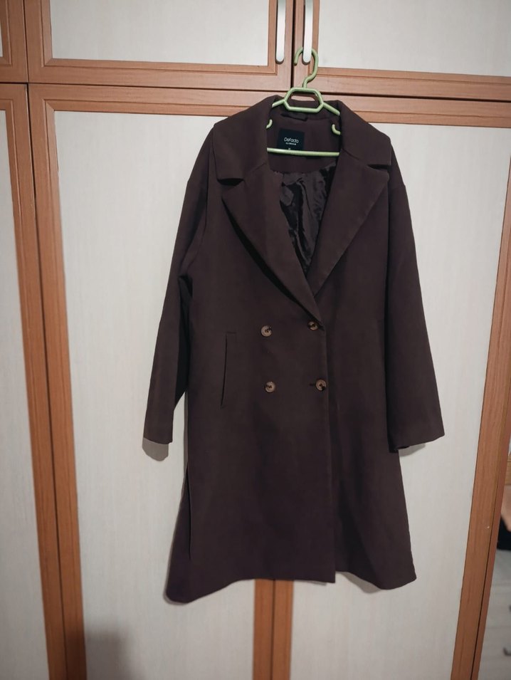 Çift Düğmeli mürdüm  Kaban - Görsel 2