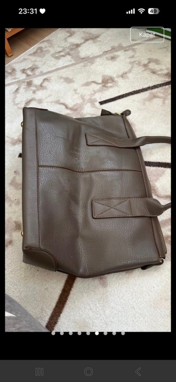 kahve  Deri Kadın Çanta - Görsel 4
