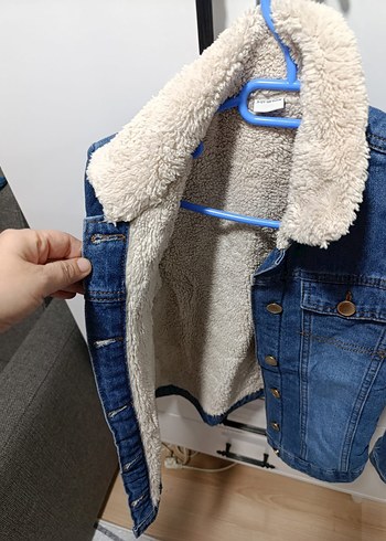 Peluş Detaylı cocuk Kot Ceket