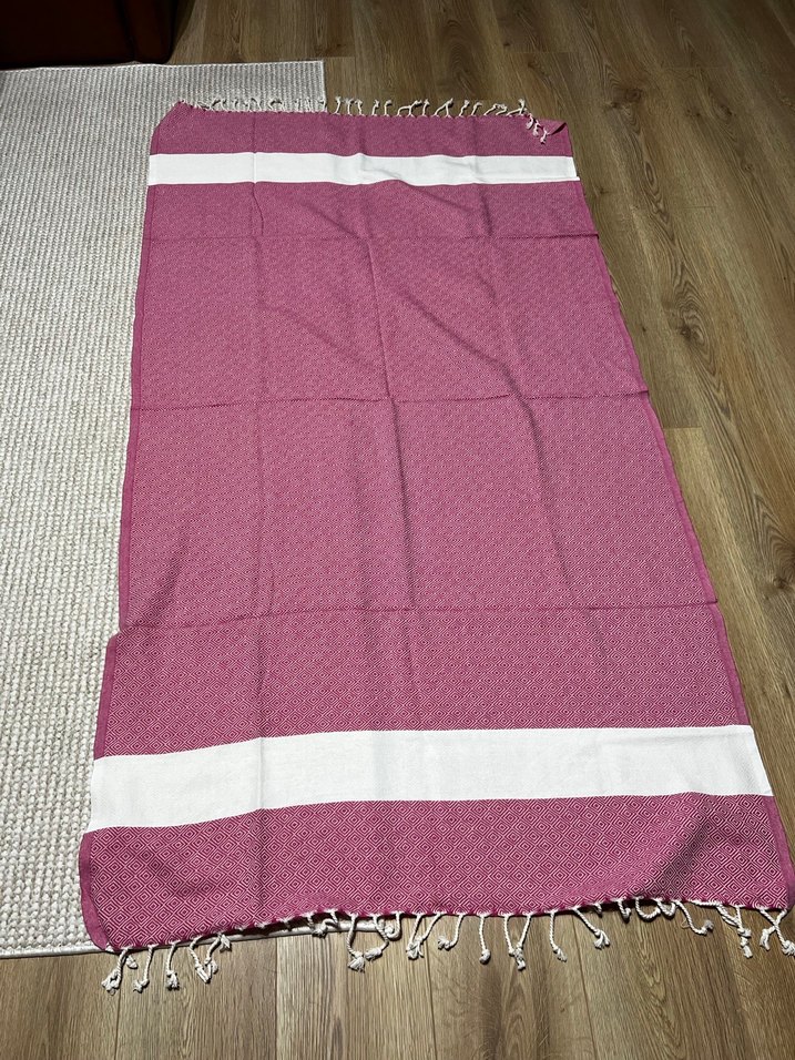 Pembe Desenli dokuma Plaj Havlusu - Görsel 2