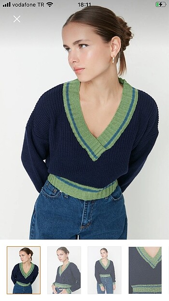 trendyolmilla v yaka triko crop kazak