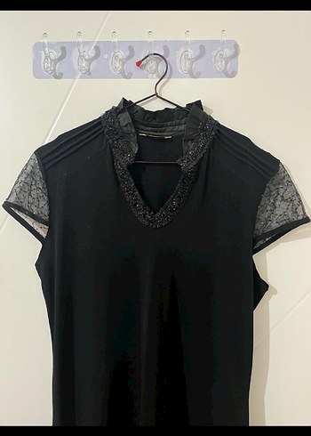 Yüksek Yakalı Siyah Gotik Midi Elbise - Görsel 2