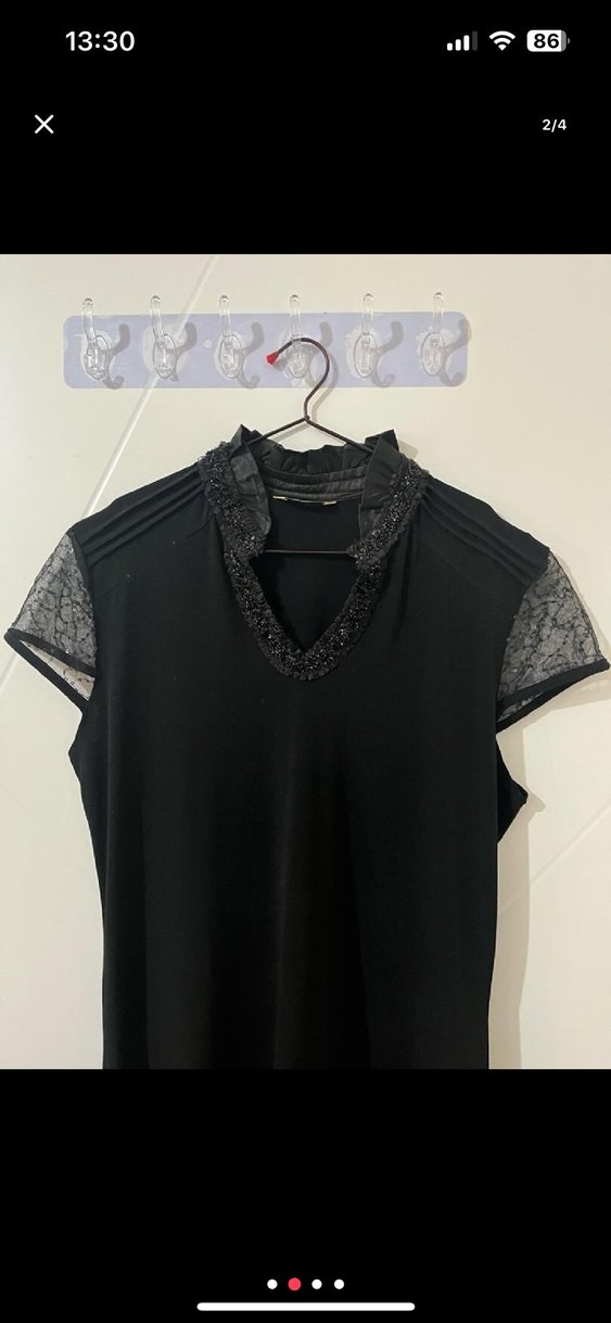 Yüksek Yakalı Siyah Gotik Midi Elbise - Görsel 2