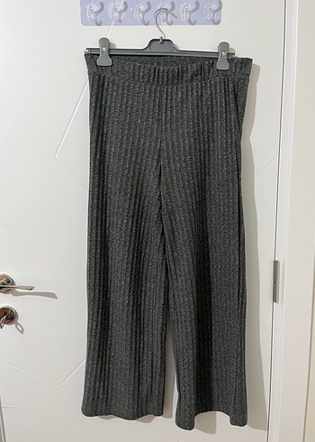 Gri Pliseli Kadın Keten Pantolon - Görsel 2
