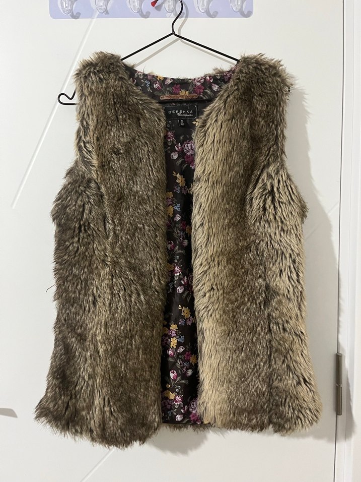 Kahverengi Kürk Detaylı Bohem Yelek - Görsel 2