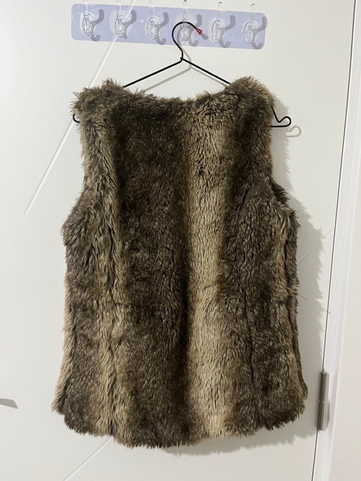 Kahverengi Kürk Detaylı Bohem Yelek - Görsel 3