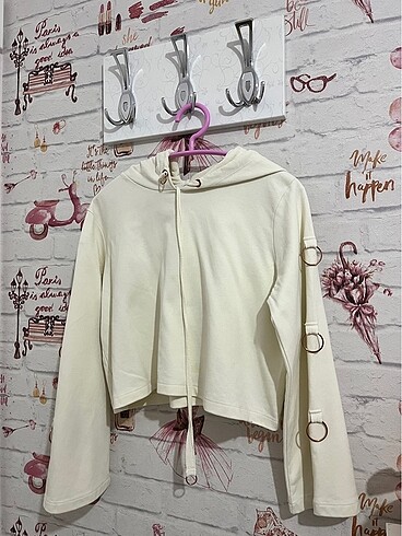 adL beyaz crop sweatshirt