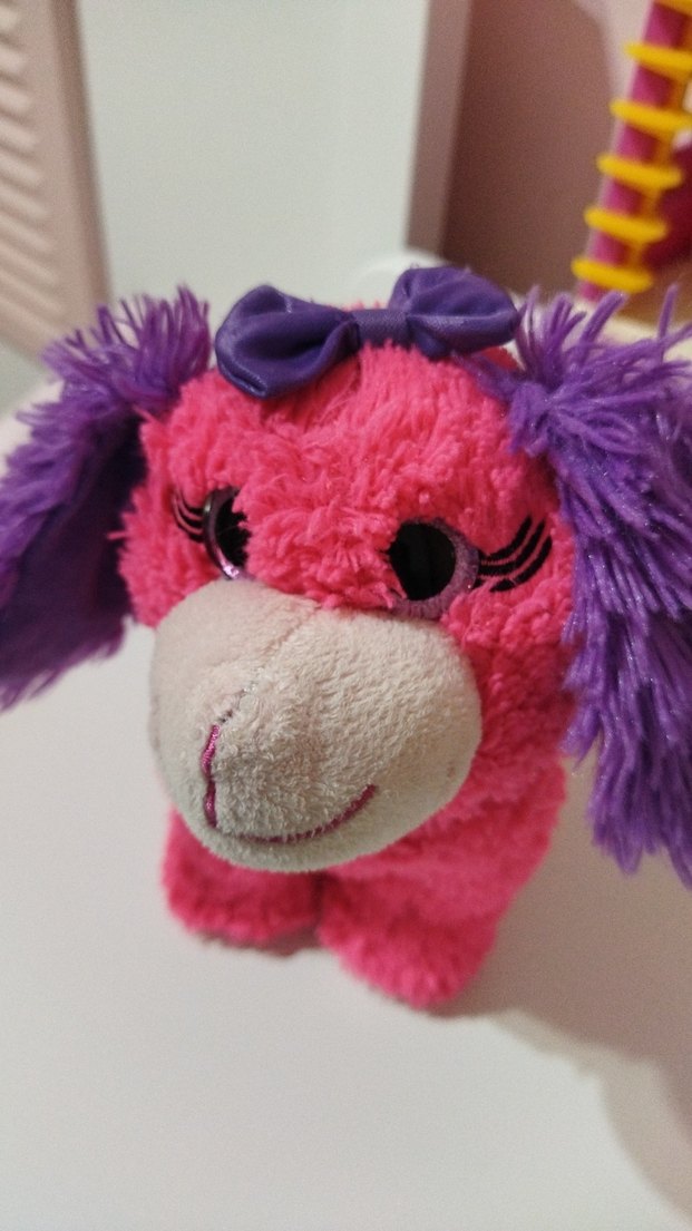 Pembe ve Mor Peluş Oyuncak Köpek - Görsel 2