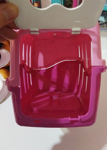 Köpekcik ve Pembe Taşınabilir Evcil Hayvan Taşıyıcı ve Mama Kabı - Görsel 3