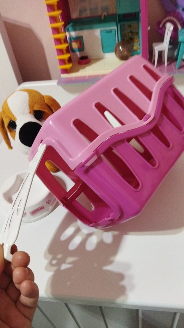 Köpekcik ve Pembe Taşınabilir Evcil Hayvan Taşıyıcı ve Mama Kabı - Görsel 2