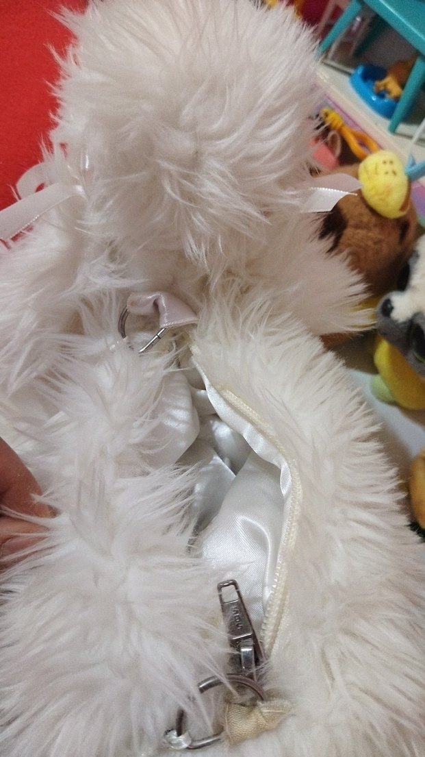 Beyaz Peluş Kaniş kız çocuk çanta - Görsel 4