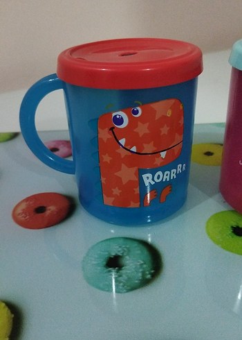 Renkli Kapaklı Çocuk kupa bardaklar - Görsel 3