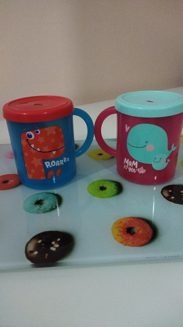 Renkli Kapaklı Çocuk kupa bardaklar - Görsel 2