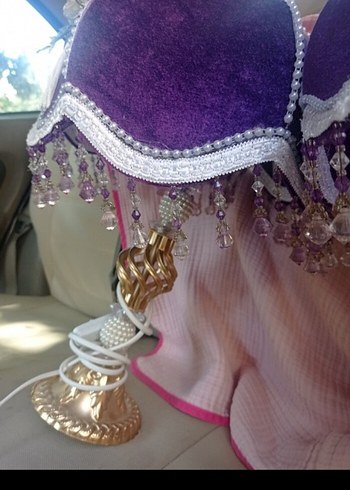 acil retro mor Çiçekli Abajur - Görsel 6