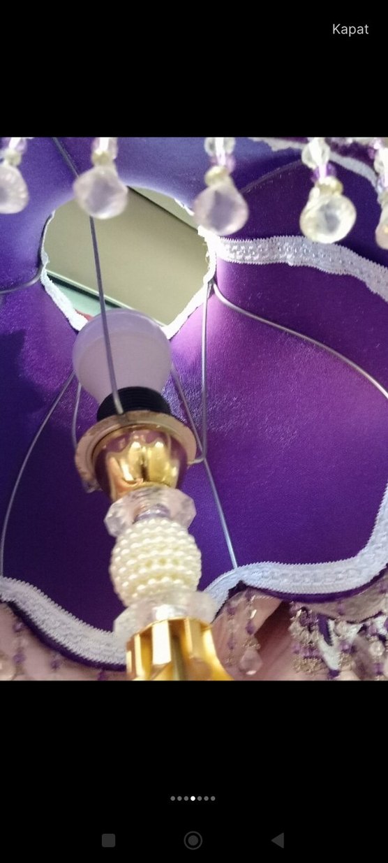 acil retro mor Çiçekli Abajur - Görsel 2